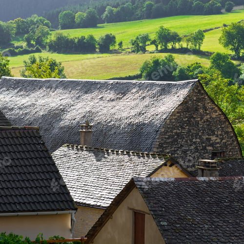 Preview: Black Tiles On The Roof Of The French Town