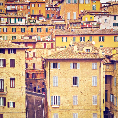 Preview: View To Historic Center City Of Perugia In Italy, Retro Effect