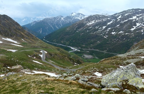 Preview: Great St. Bernard Pass Summer Landscape. It Located In Switzerland In The Canton Of Valais, Very
