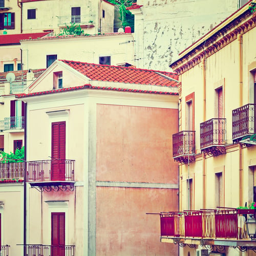 Preview: View To Historic Center Of Cetara In Sicily, Instagram Effect