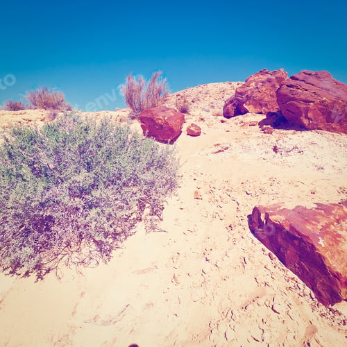 Preview: Rocky Hills Of The Negev Desert In Israel, Retro Effect