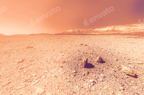 Preview: Breathtaking Landscape Of The Rock Formations In The Israel Desert At Dawn In A Contemporary Style