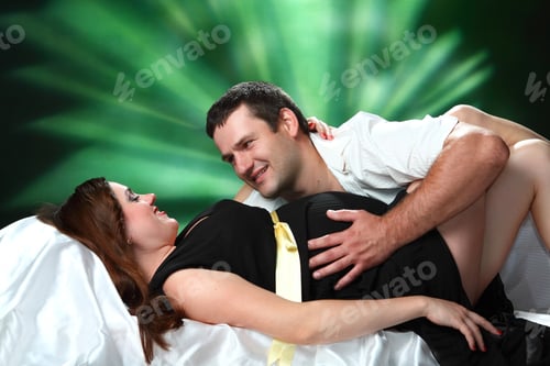 Preview: Young Family Waiting For Baby, Pregnancy. Family Joy And Happiness. Love. Caring For A Baby