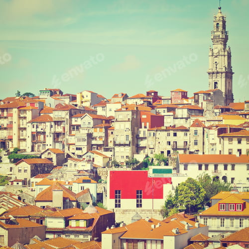 Preview: View To Historic Center City Of Porto, Retro Effect