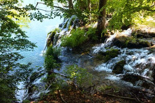 Preview: Small Waterfall And Clean Lake In Plitvice Lakes National Park (Croatia)
