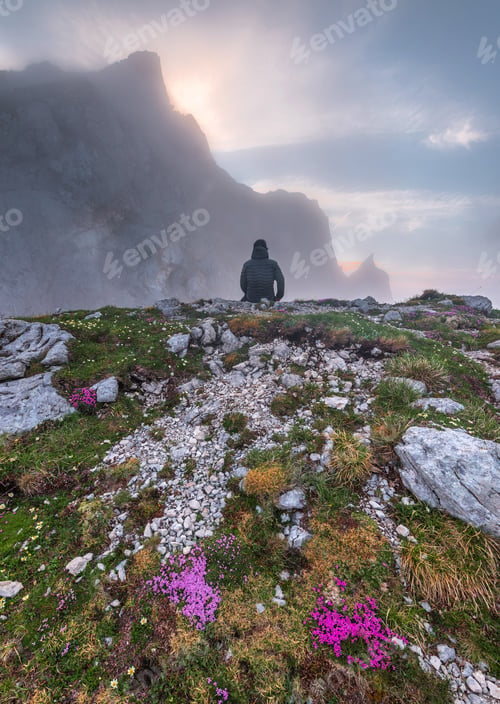 Preview: Foggy Sunset At The Mangart Saddle Mountain In Slovenia.