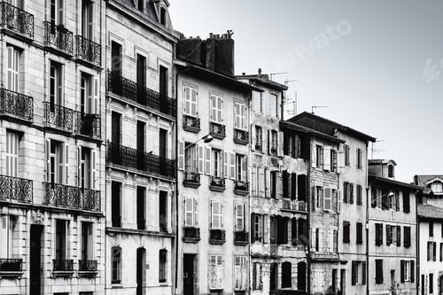 Preview: Classic European Architecture In France. French Windows With Light Balcony In Biarritz