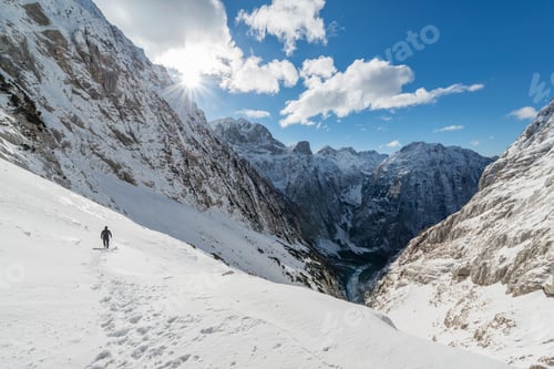 Preview: Freezing Winter Condition In The Mountains. Serene Scene From Julian Alps