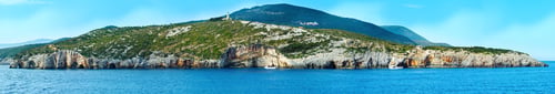 Preview: View Of Blue Caves From Ferry (Zakynthos, Greece, Cape Skinari ). Panorama.