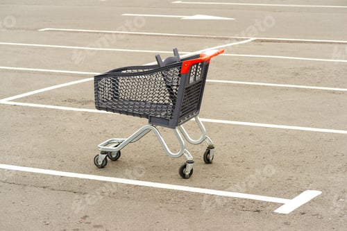 Preview: Shopping Trolley In The Super Market In The Parking Lot