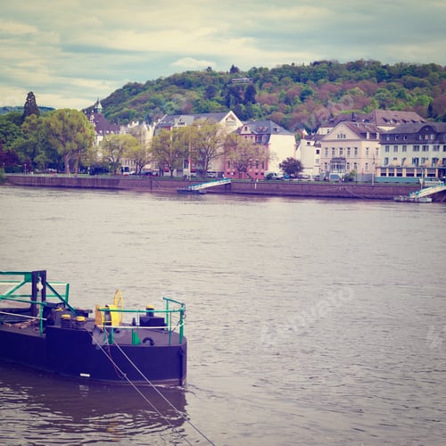 Preview: German Old Town In The Bend Of The Rhine, Retro Effect