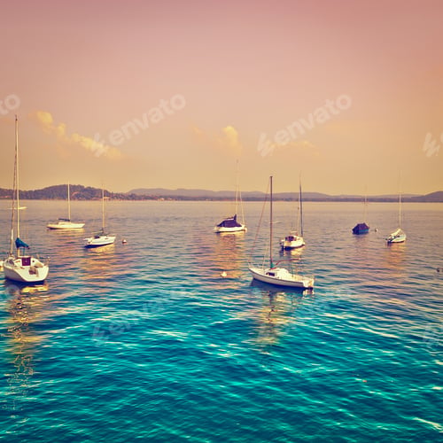 Preview: Yachts On The Italian Lake Lago Maggiore At Sunset