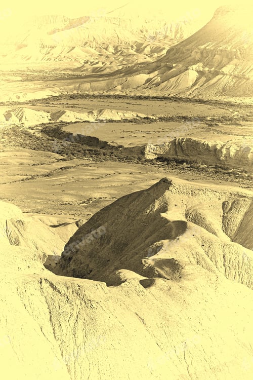 Preview: Stones Of Negev Desert In Israel, Retro Image Filtered Style