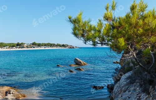Preview: Camping On Summer Morning Platanitsi Beach On Sithonia Peninsula (Chalcidice, Greece). People Are