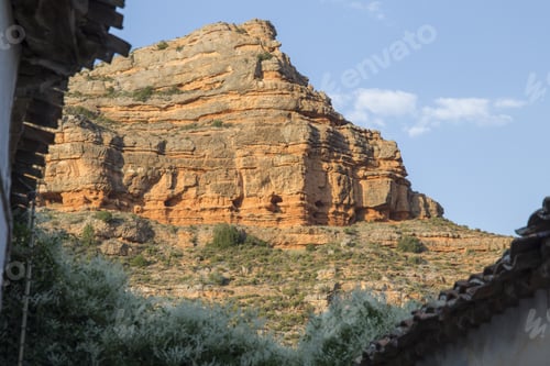 Preview: Somaen Village In Soria Province Castile Leon Spain Red Mountains