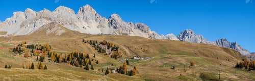 Preview: Autumn Dolomites Mountain Tops Panoramic View From San Pellegrino Pass Environs, Trentino