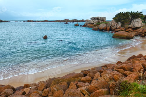 Preview: Tregastel Coast Spring View (Between Perros-Guirec And Pleumeur-Bodou, Brittany, France). The Pink