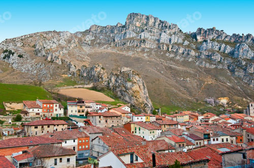 Preview: Typical Spanish Medieval City On The Background Of Rocky Mountains