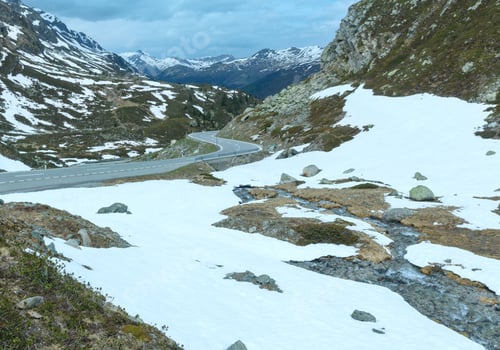 Preview: Summer Mountain Landscape With Road (Fluela Pass, Switzerland)