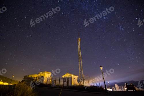 Preview: Communications Tower And Stars Nightscape In Valbona Spain