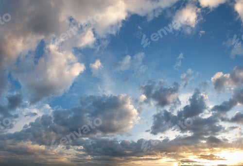 Preview: Evening Sunset Sky With Clouds. Good For Sky Background.