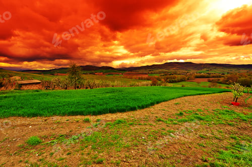 Preview: Green Sloping Meadows Of Tuscany At Sunset