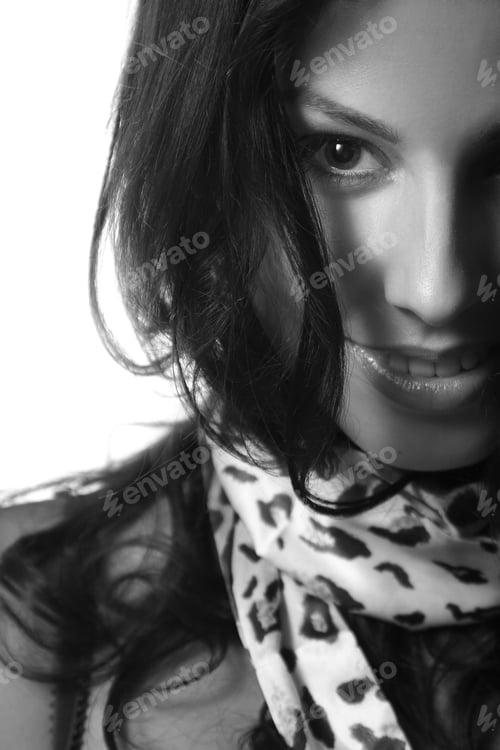 Preview: Portrait Of A Beautiful Brunette On White Background