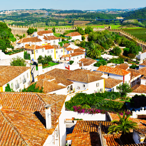 Preview: View To Historic Center City Of Obidos In Portugal, Instagram Effect