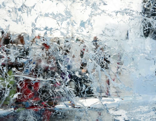 Preview: Glacial Transparent Wall Of Ice With Interesting Drawings And Patterns . Room With Silhouettes Of