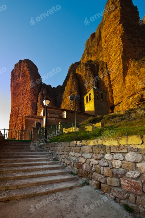 Preview: Spanish Medieval Church At The Foot Of The Rocks In The Pyrenees