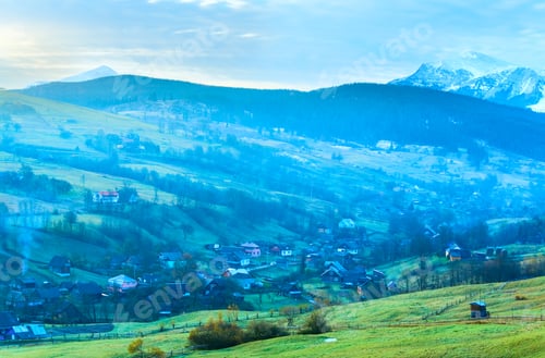 Preview: Misty Early Daybreak In Autumn Carpathian Mountain, Ukraine (Goverla And Petros Mount In Far)