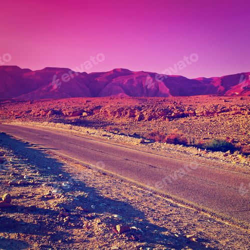 Preview: Meandering Road In Sand Hills Of Judean Mountains, Sunset, Instagram Effect