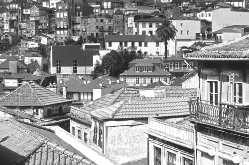 Preview: View To Historic Center City Of Porto In Portugal, Stylized Photo