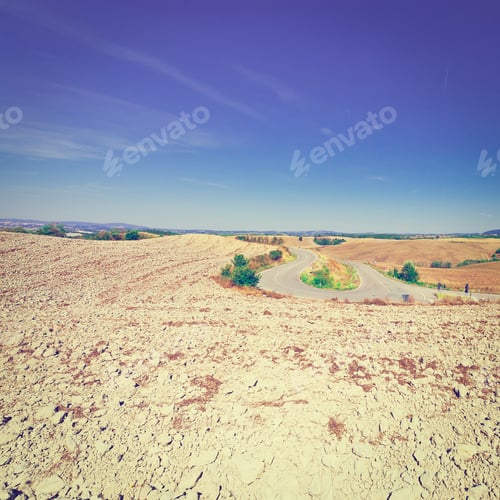 Preview: Plowed Fields Of Italy In A Autumn, Instagram Effect