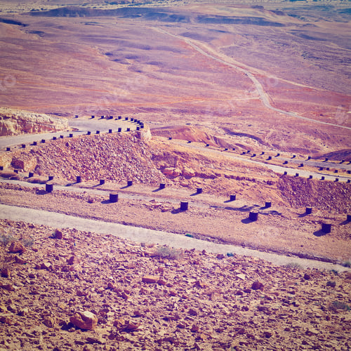 Preview: Meandering Road In Sand Hills Of Judean Mountains, Israel, Instagram Effect