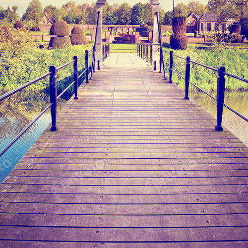 Preview: Drawbridge Over Canal In The Park In Netherlands