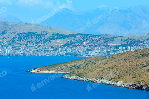Preview: Beautiful Ionian Sea Summer Coast Top View (Near Sarande, Albania).