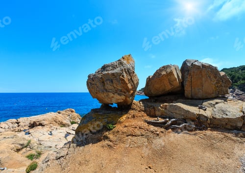Preview: Big Boulders On Shore And Mediterranean Sea Rocky Coastline Summer View (Near Tamariu Bay, Costa