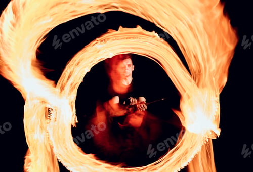 Preview: Fire Show. Fire Performance At The Night. Background
