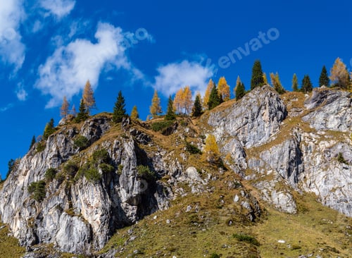 Preview: Autumn Alps Rocky Mountain Tops View From Hiking Path, Kleinarl, Land Salzburg, Austria.