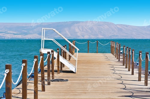 Preview: Wooden Mooring Line On The Galilee Sea, Kinneret