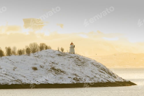 Preview: Winter Landscape Of The Norwegain Sea Near Tromso North Of Norway Sunrise Panorama
