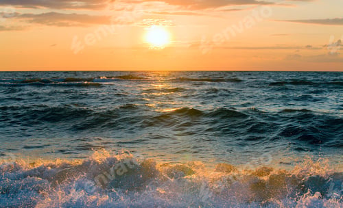 Preview: Sea Sunset Surf Great Wave Break On Coastline