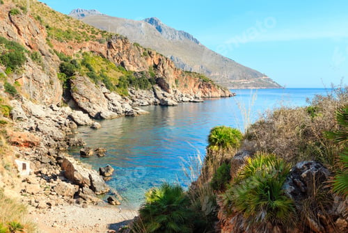 Preview: Paradise Sea Bay With Azure Water And Beach. View From Coastline Trail Of Zingaro Nature Reserve