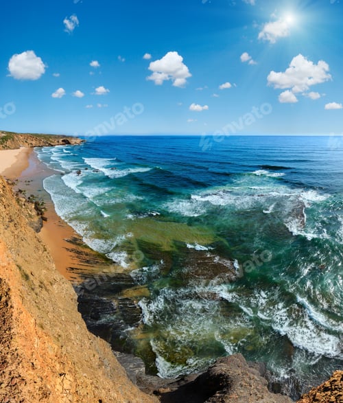 Preview: Summer Atlantic Ocean Coast Landscape And Monte Clerigo Beach (Aljezur, Algarve, Portugal). Deep