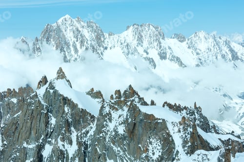 Preview: Mont Blanc Mountain Massif Summer Landscape(View From Aiguille Du Midi Mount, French )
