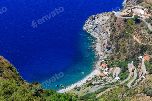Preview: Summer Picturesque Tyrrhenian Sea Calabrian Rocky Coast View From Monte Sant'Elia (Saint Elia