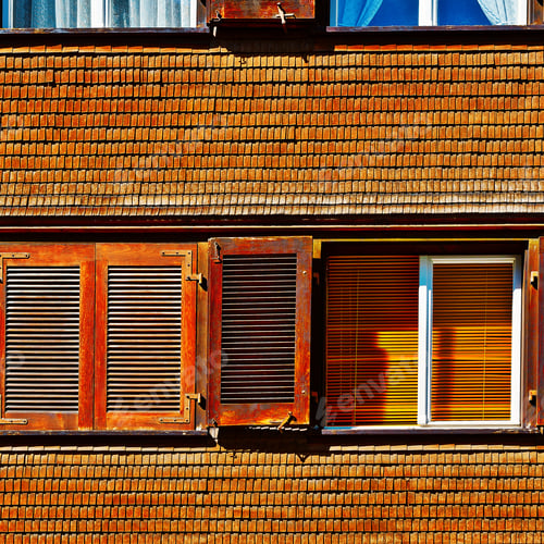 Preview: The Window On The Facade Of Wooden House In Switzerland