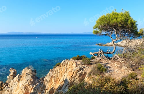 Preview: Aegean Sea Coast Landscape With Aquamarine Water, View Near Mega Portokali Beach (Sithonia