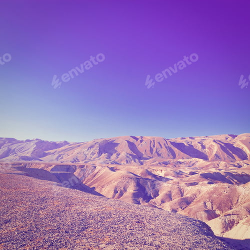 Preview: Rocky Hills Of The Negev Desert In Israel At Sunset, Instagram Effect